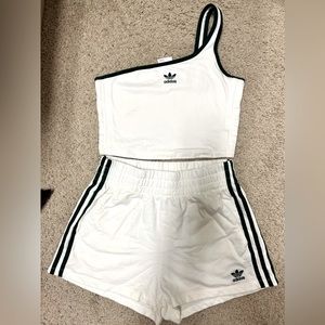 Green & white Adidas Short Set